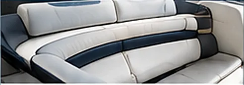 Banquettes de bateau en vinyle blanc et bleu marine